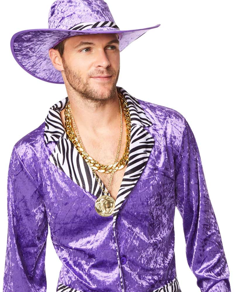 80s Pimp Purple Suit Mens Costume - Image 3