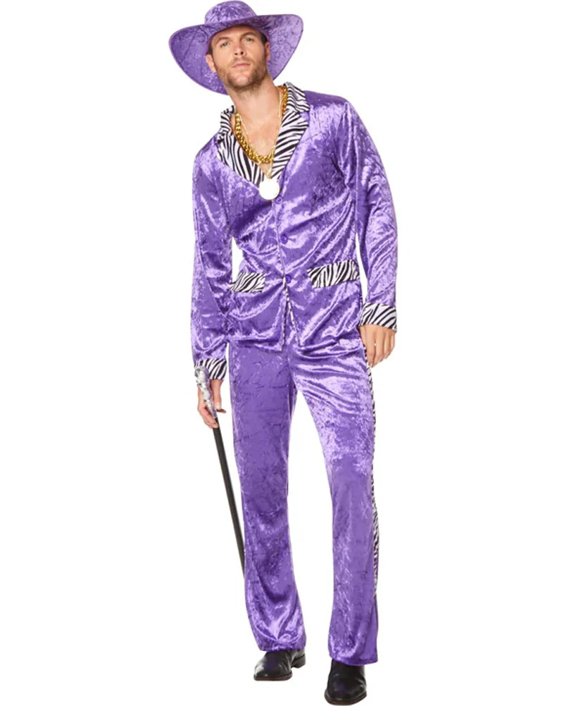 80s Pimp Purple Suit Mens Costume - Image 4