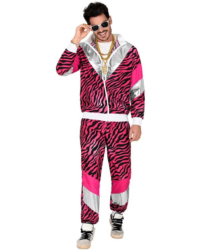 80s Pink Tiger Shell Suit Adults Costume - Image 2