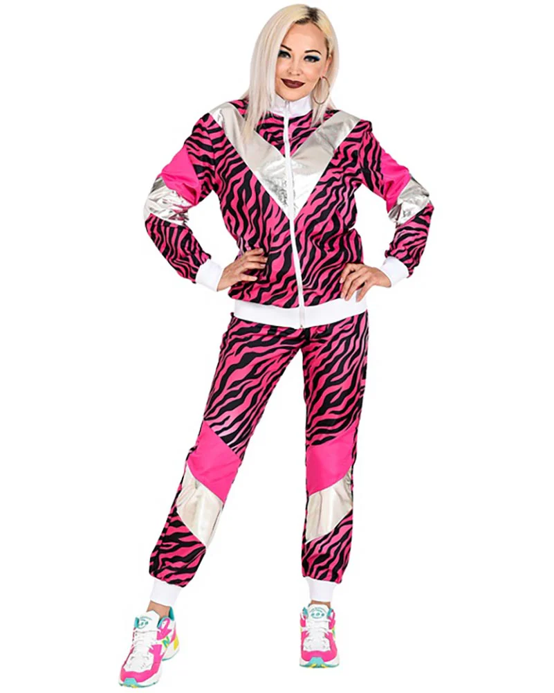 80s Pink Tiger Shell Suit Adults Costume - Image 3