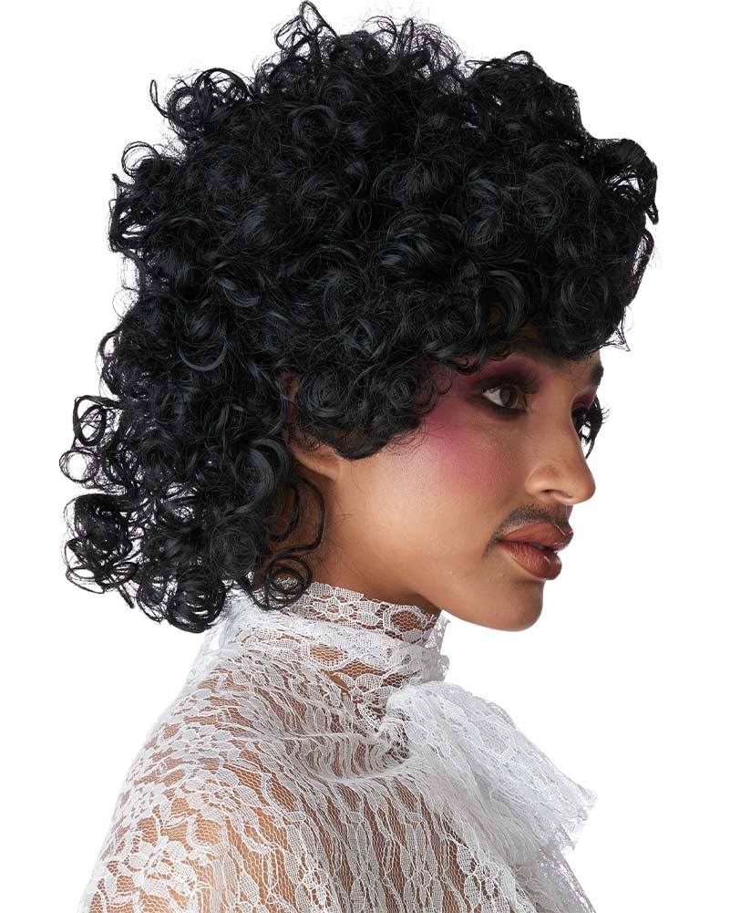 80s Provocateur Curly Black Wig - Image 3