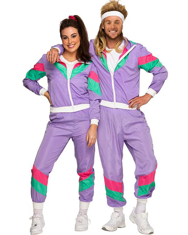 80s Purple Tracksuit Womens Plus Size Costume - Image 6