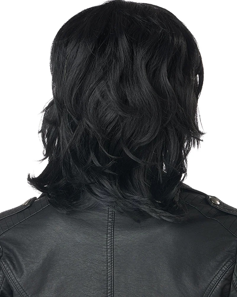 80s Rock Rebel Short Black Wig - Image 3