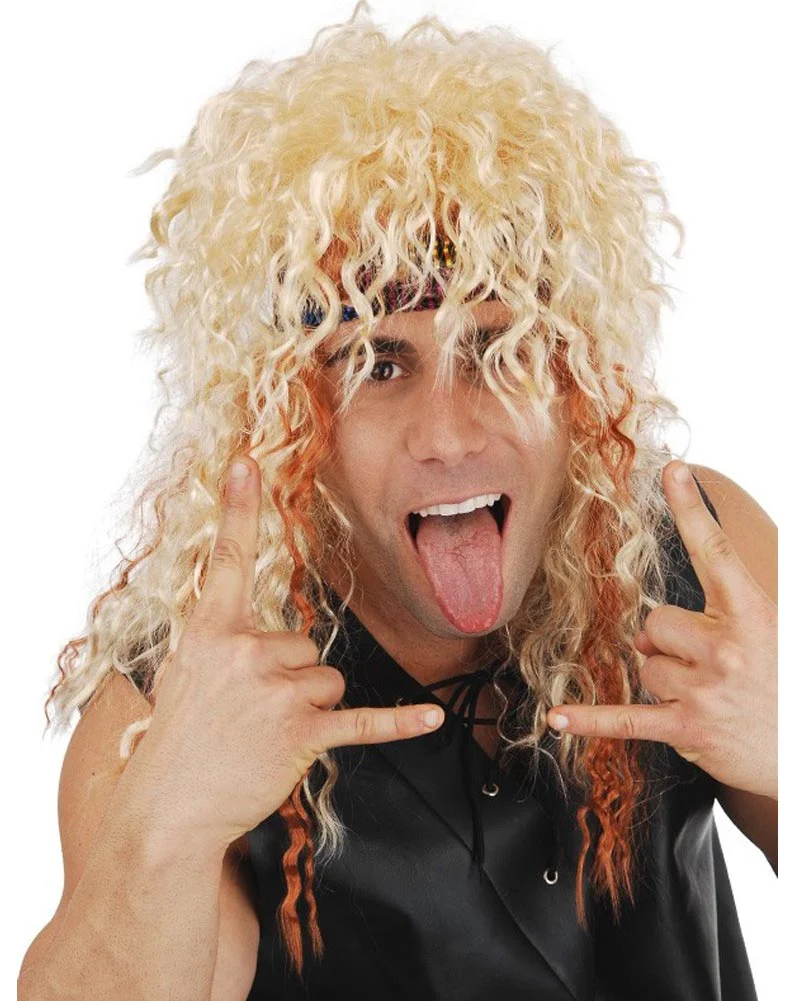 80s Rocker Curly Blonde Wig - Image 2