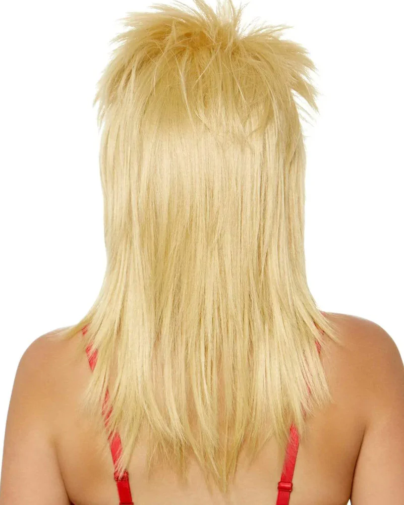 80s Rockstar Blonde Mullet Wig - Image 2