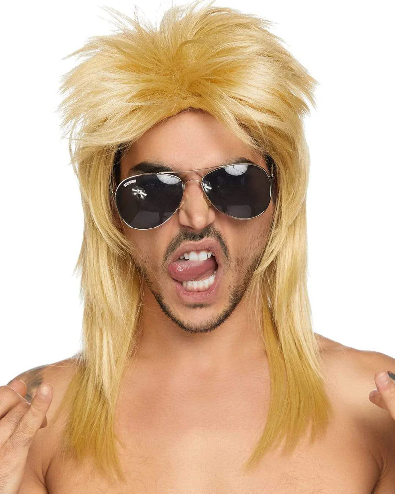 80s Rockstar Blonde Mullet Wig - Image 3