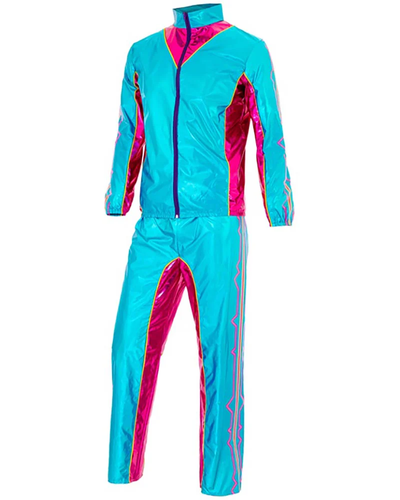 90s Blue Electronic Dance Music Adult Tracksuit - Image 4