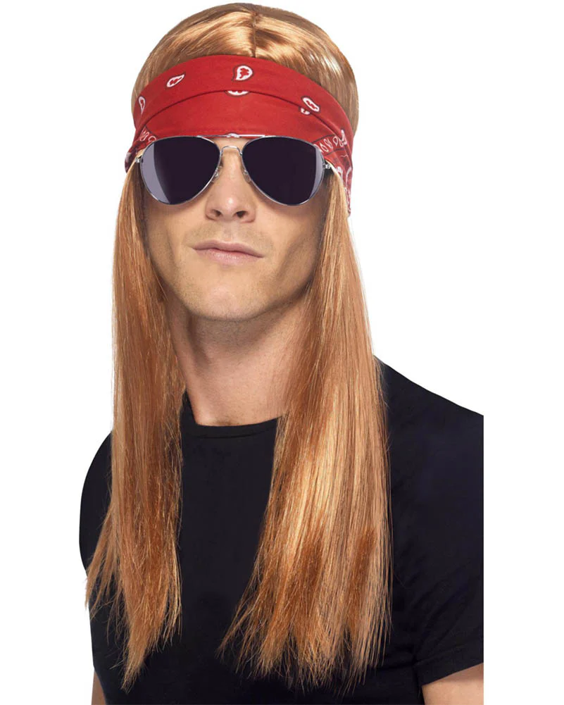 90s Rocker Wig Bandana and Sunglasses Set