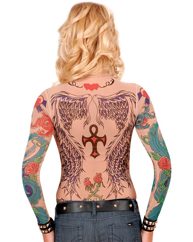 Angel Wings Womens Full Body Tattoo Sleeve - Image 2