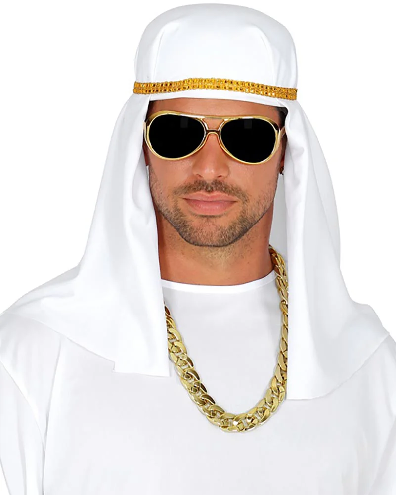 Arab Sheik Headdress Necklace and Glasses Set - Image 2