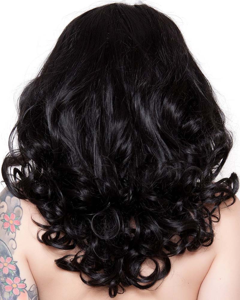 Bang Bang Black Widow Premium Curly Black Wig - Image 4