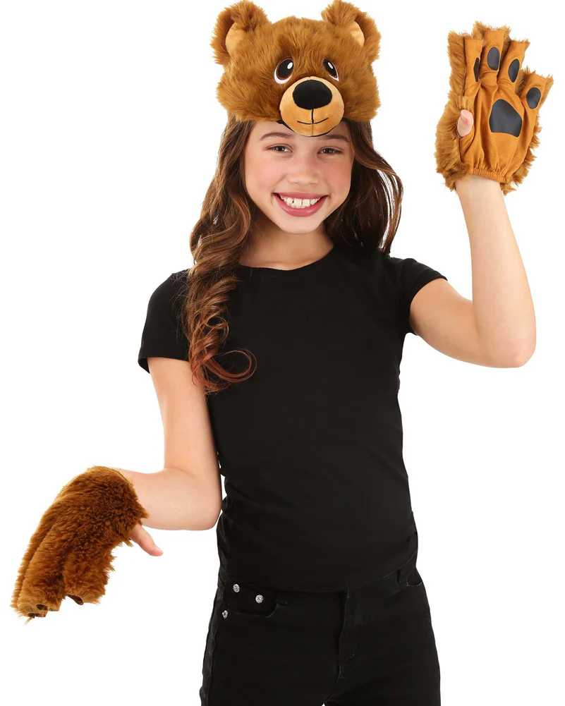 Bear Plush Headband and Paws Deluxe Set
