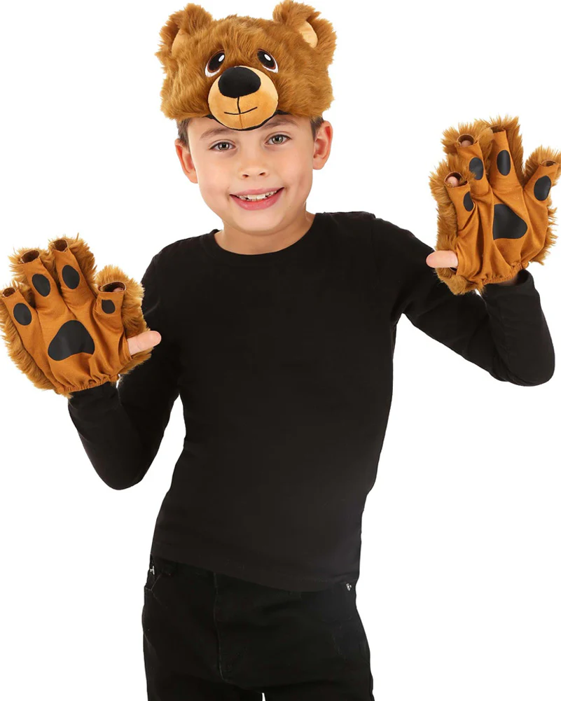 Bear Plush Headband and Paws Deluxe Set - Image 2