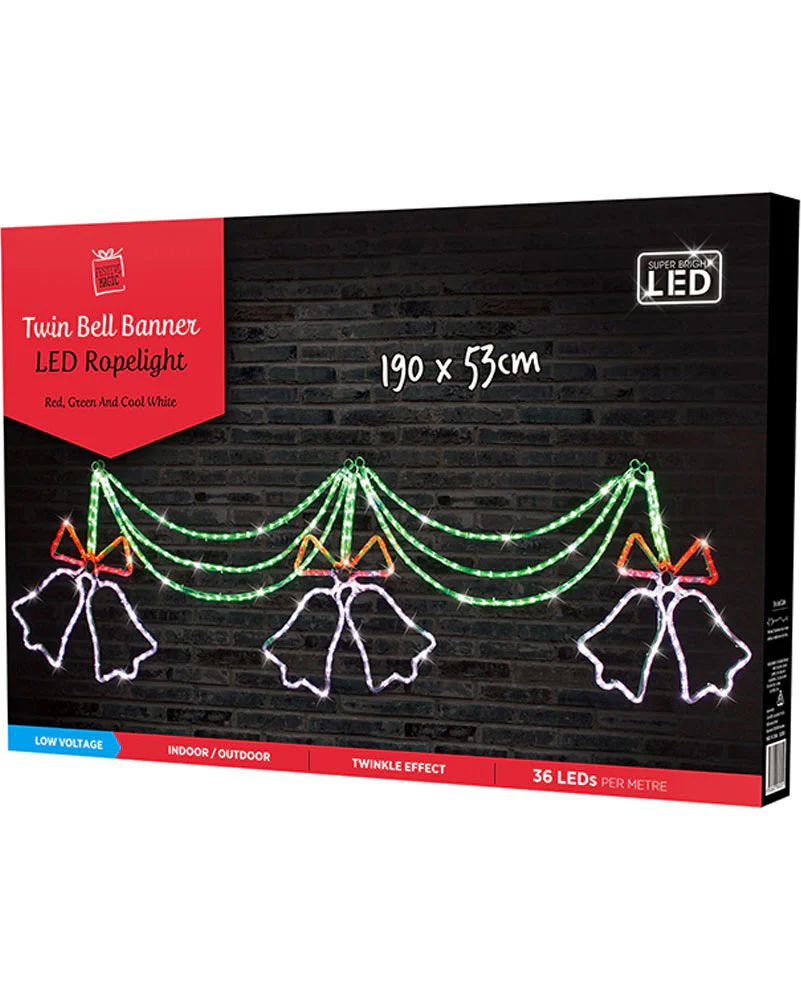 Bells and Drapes Twinkle Christmas LED Ropelight 1.9m - Image 2