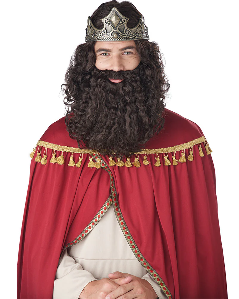 Biblical King Long Brown Wig and Beard - Image 2