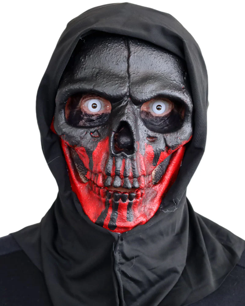 Black and Blood Red Skull Hooded Mask