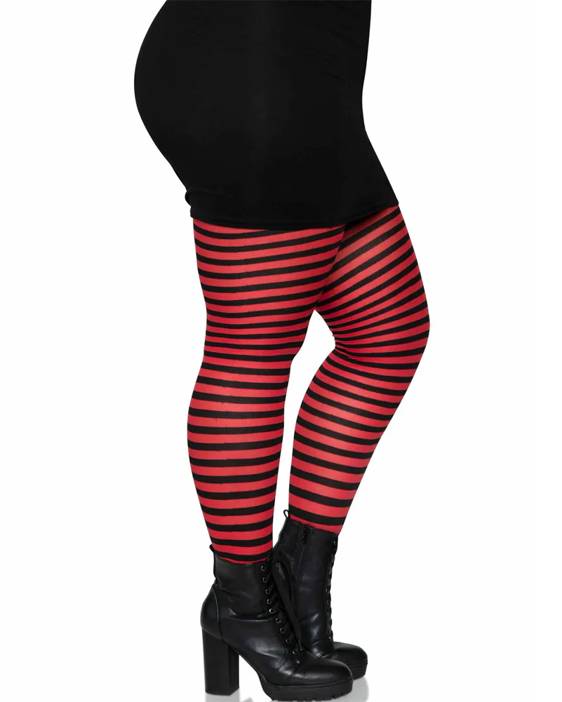 Black and Red Striped Plus Size Tights - Image 2
