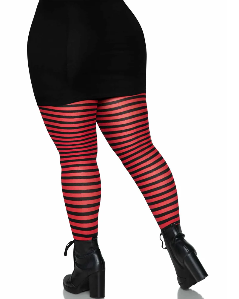 Black and Red Striped Plus Size Tights - Image 3