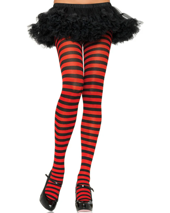 Black and Red Striped Tights