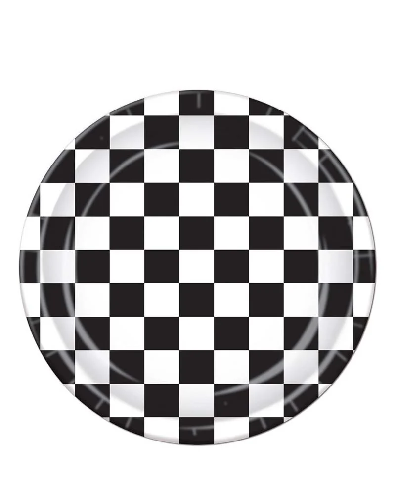 Black and White Check 23cm Party Plates Pack of 8 - Image 2
