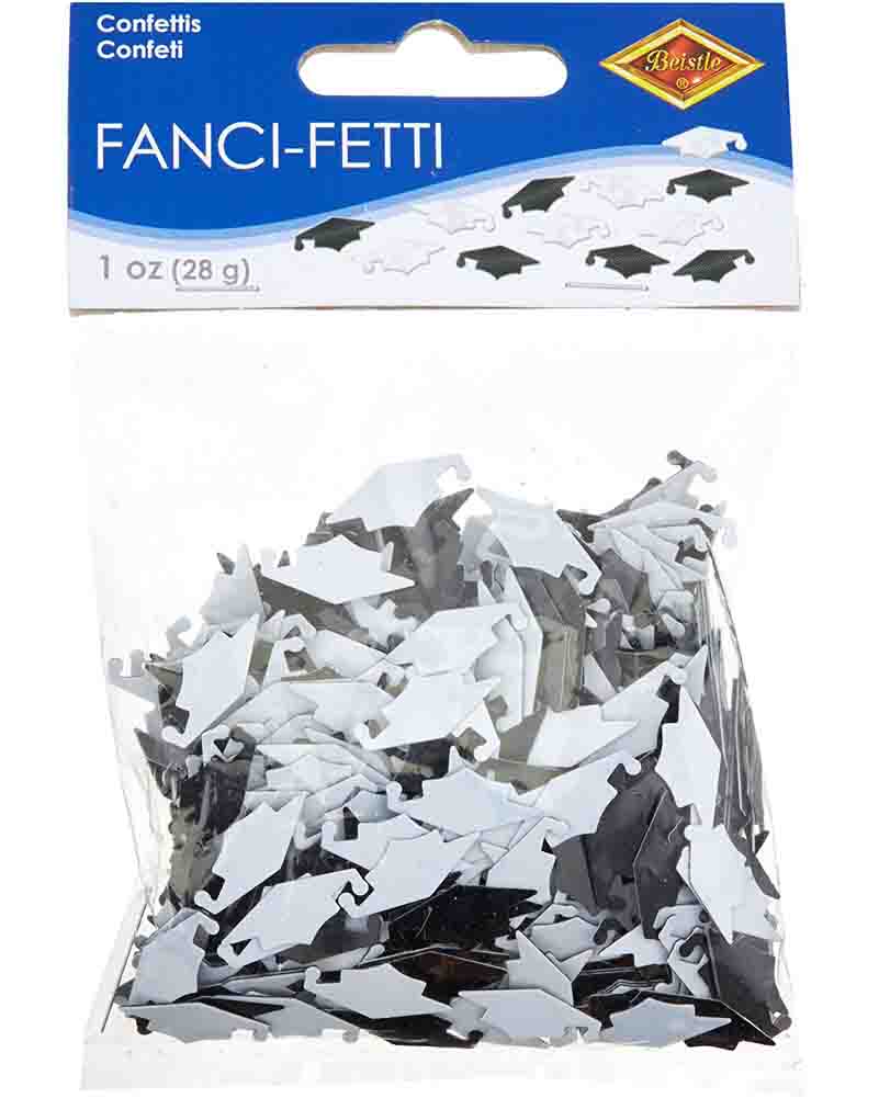 Black and White Graduation Caps Confetti - Image 3