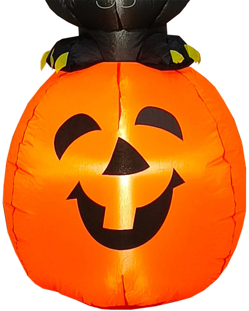 Black Cat On Pumpkin Lawn Inflatable 2.1m - Image 2