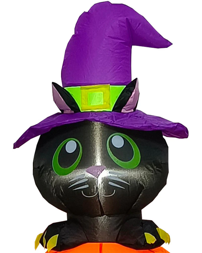 Black Cat On Pumpkin Lawn Inflatable 2.1m - Image 3