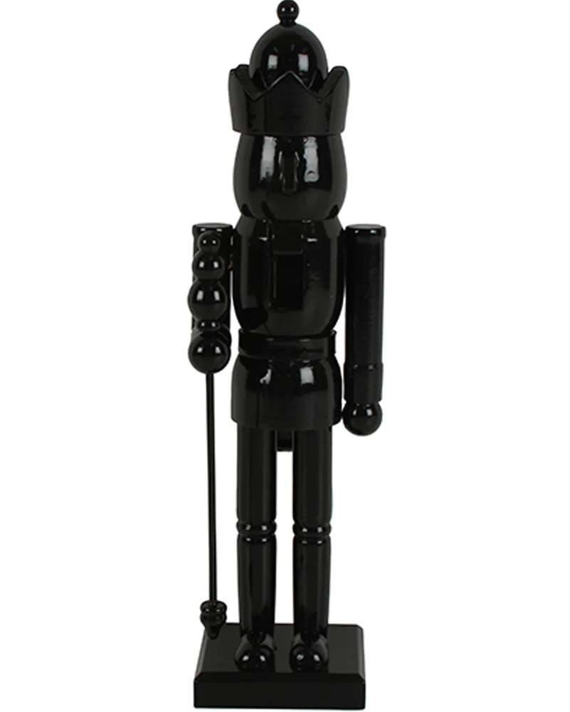 Black Christmas Wood Nutcracker Standing 36cm