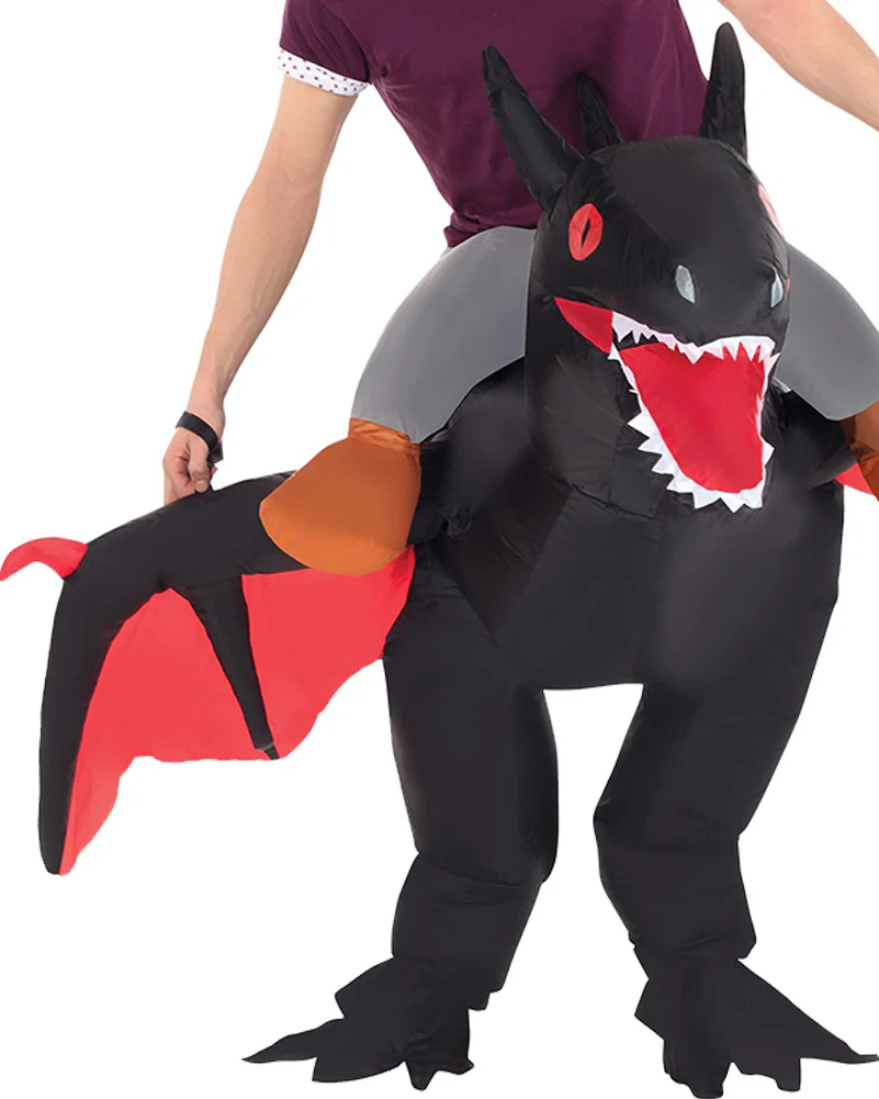 Black Dragon Ride On Inflatable Adult Book Week Costume - Image 2