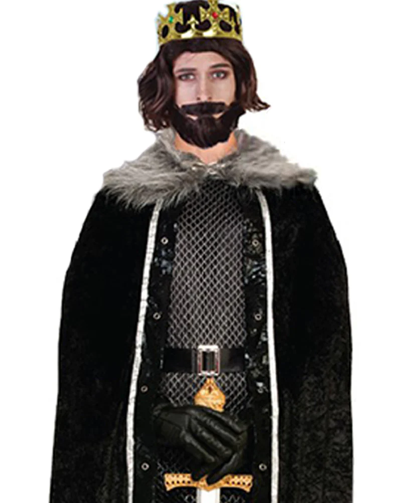 Black Faux Fur Trim Cape - Image 2