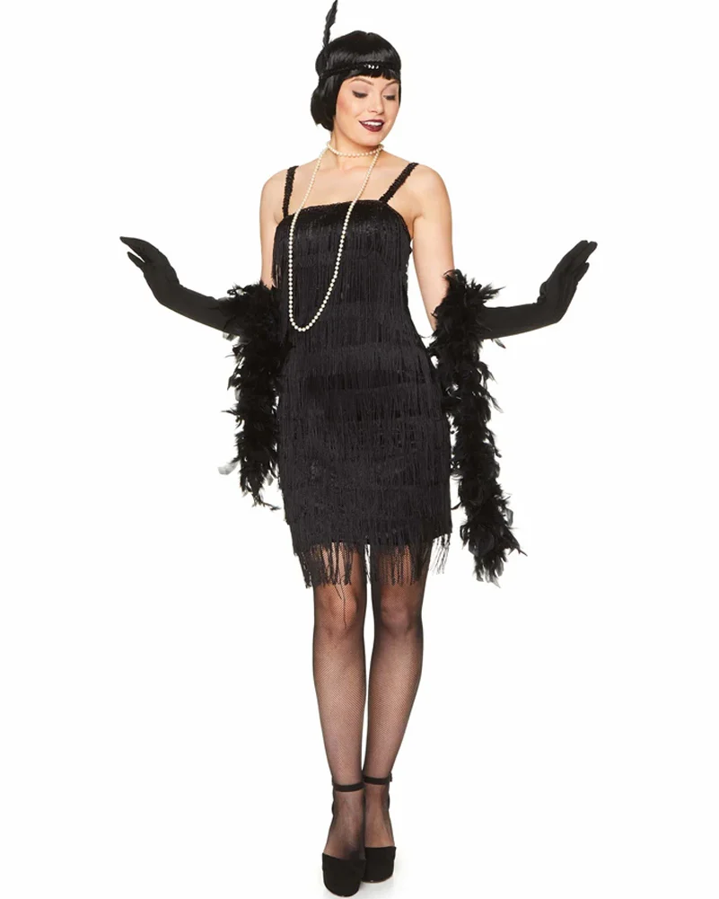 20s Black Flapper Dress Womens Costume - Image 2