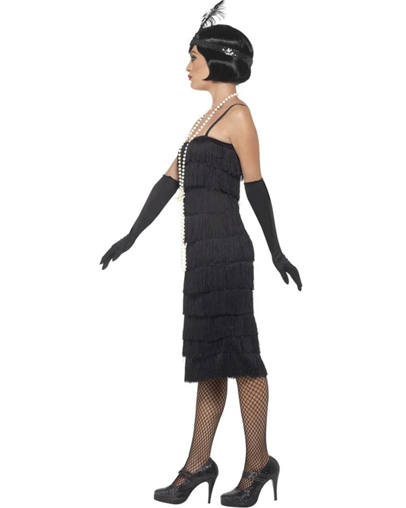 20s Elegant Black Flapper Womens Plus Size Costume - Image 2