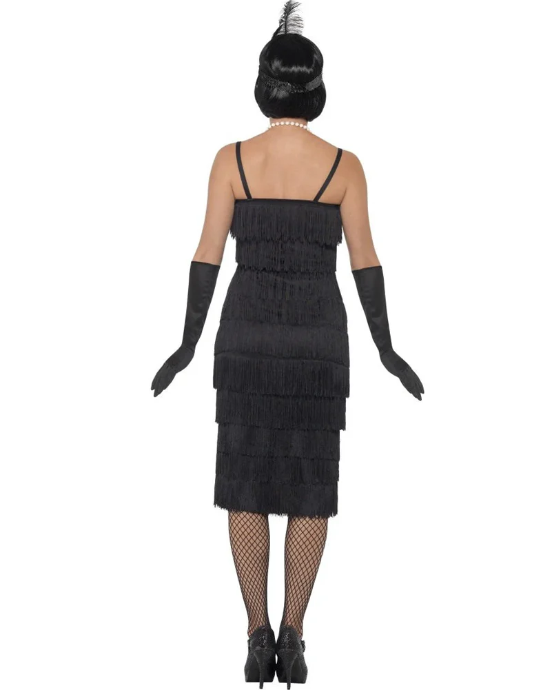 20s Elegant Black Flapper Womens Plus Size Costume - Image 3