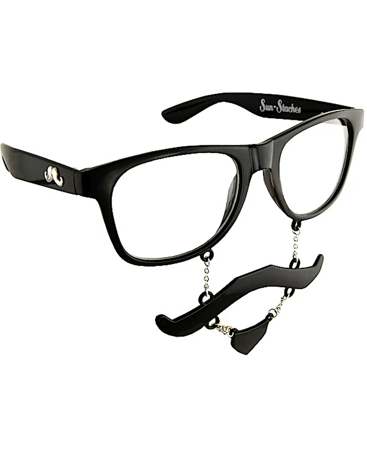 Black Glasses with Soul Patch and Stache