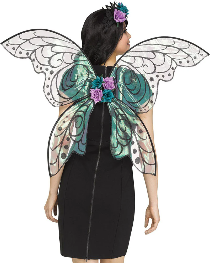 Black Glitter and Purple Fantasy Fairy Sparkle Wings - Image 2