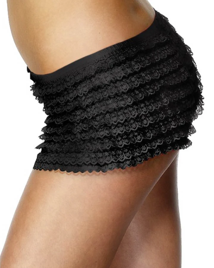 Black Lace Ruffle Shorts - Image 2