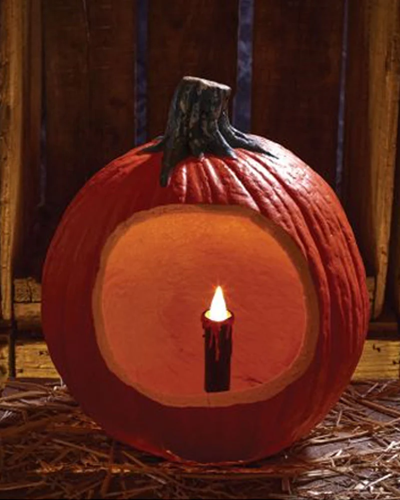 Black LED Flicker Pumpkin Candle 8cm - Image 3