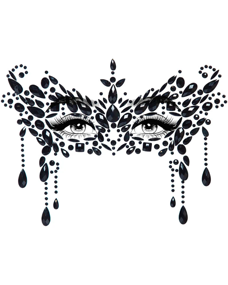 Black Masquerade Face Jewels Sticker
