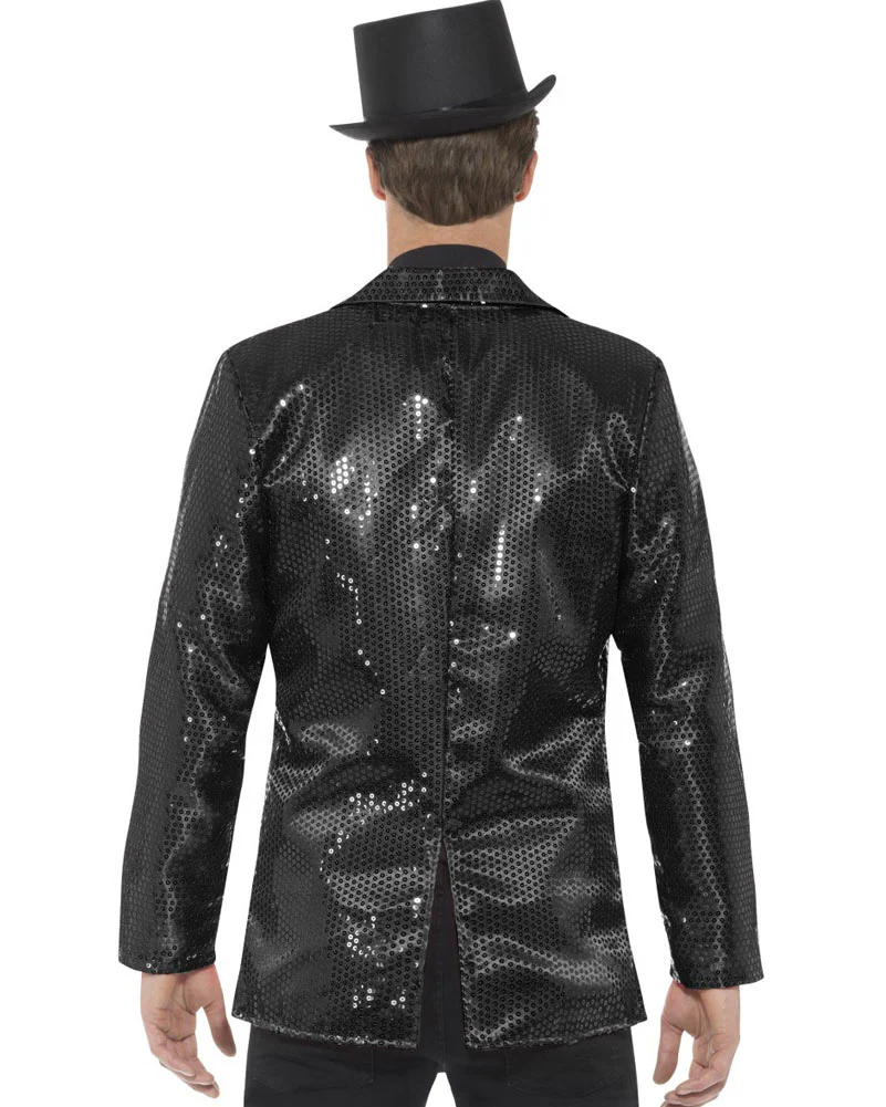 Black Sequin Jacket Mens - Image 2