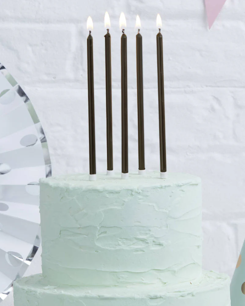 Black Tall 12cm Cake Candles Pack of 12 - Image 2