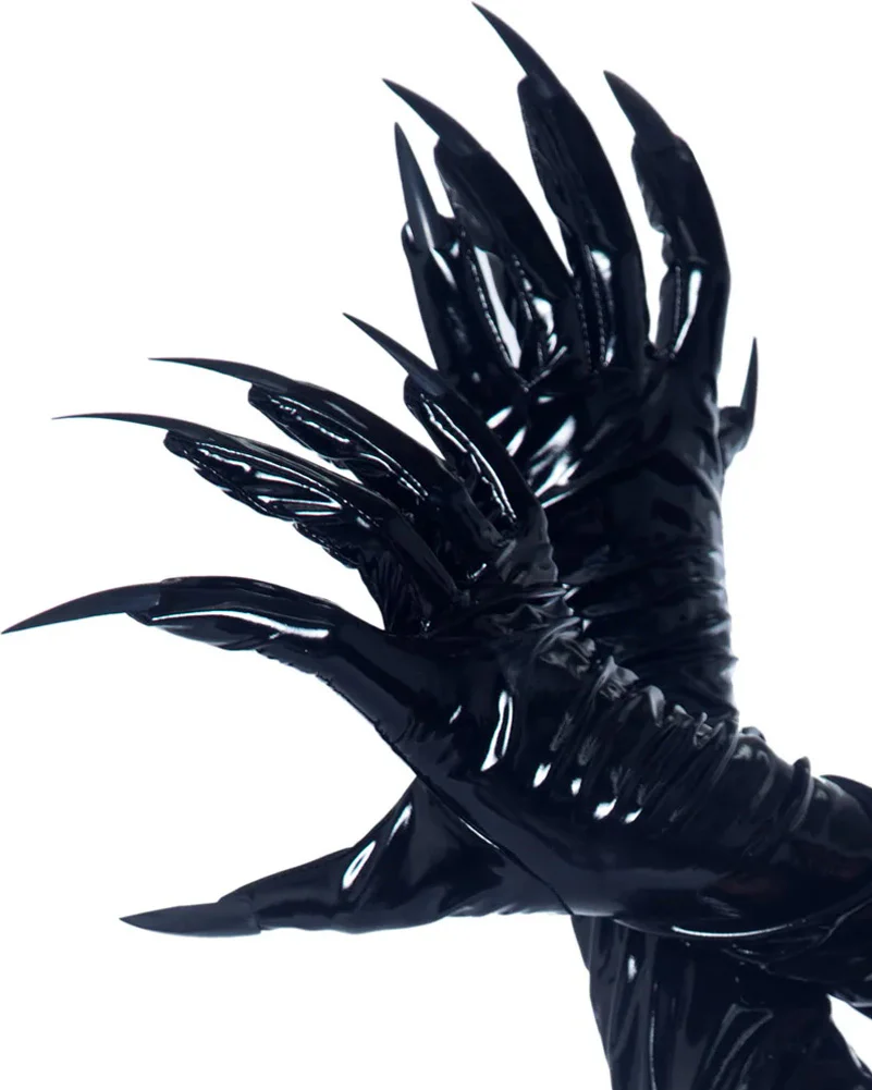Black Vinyl Claw Gloves - Image 2