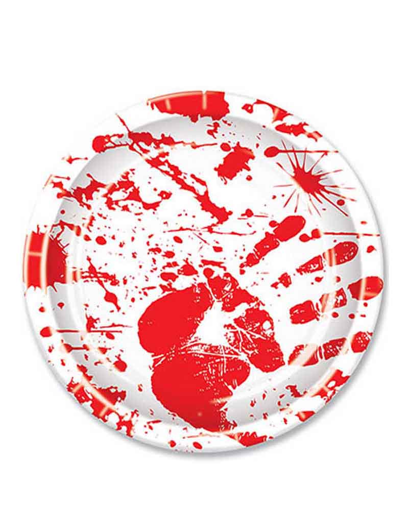 Bloody Hand Prints 22cm Plates Pack of 8 - Image 2