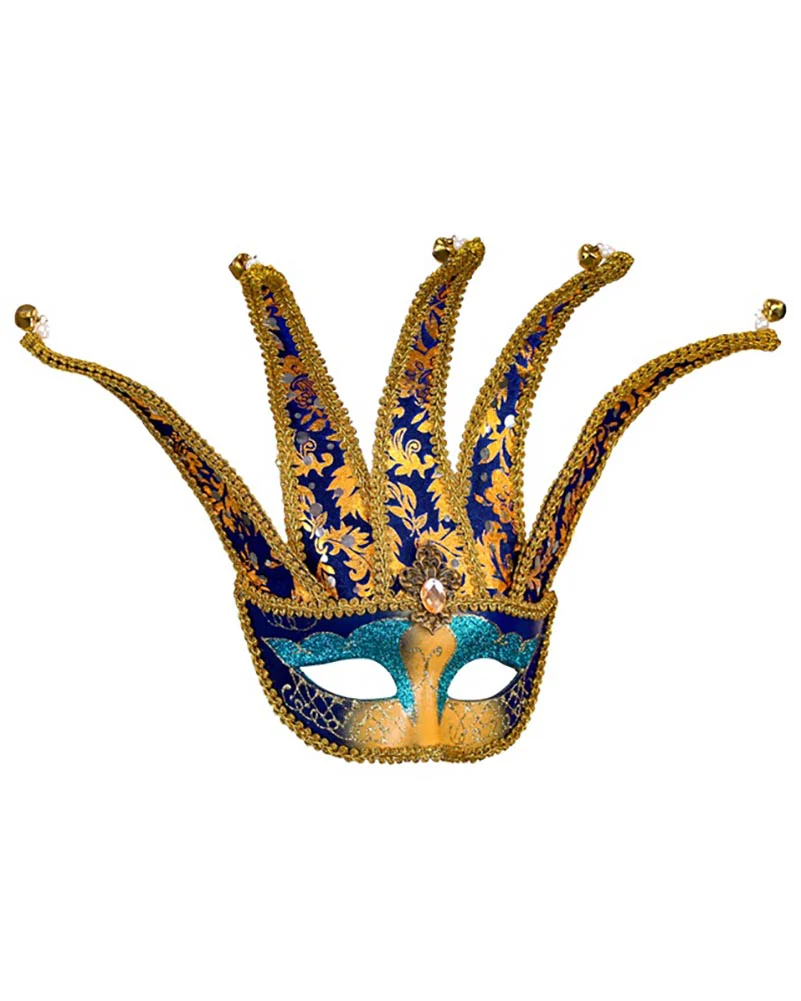 Blue and Gold Jester Eye Mask - Image 2
