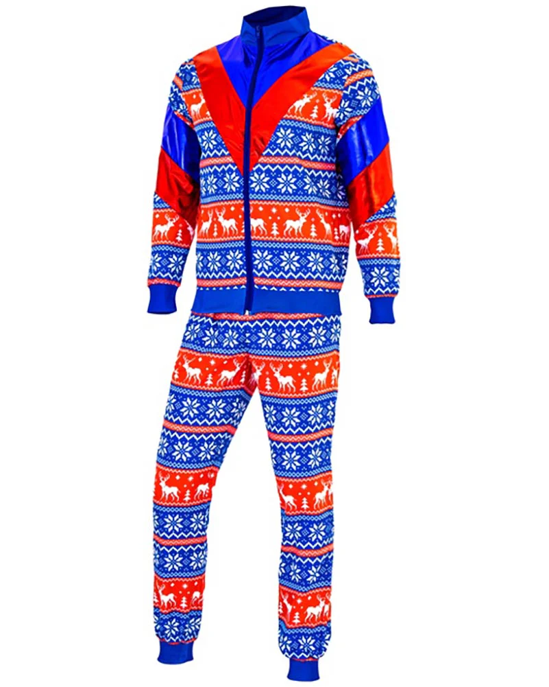 Blue and Red Merry Christmas Adult Tracksuit - Image 4