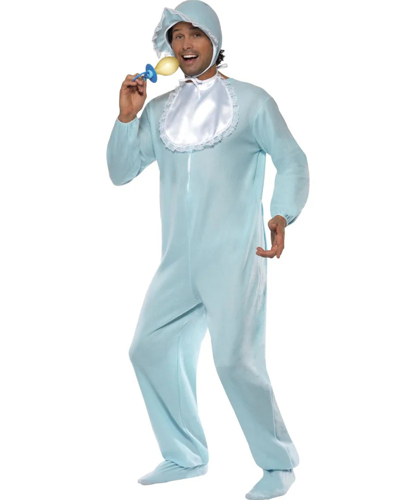 Blue Baby Boy Romper Adult Costume - Image 2