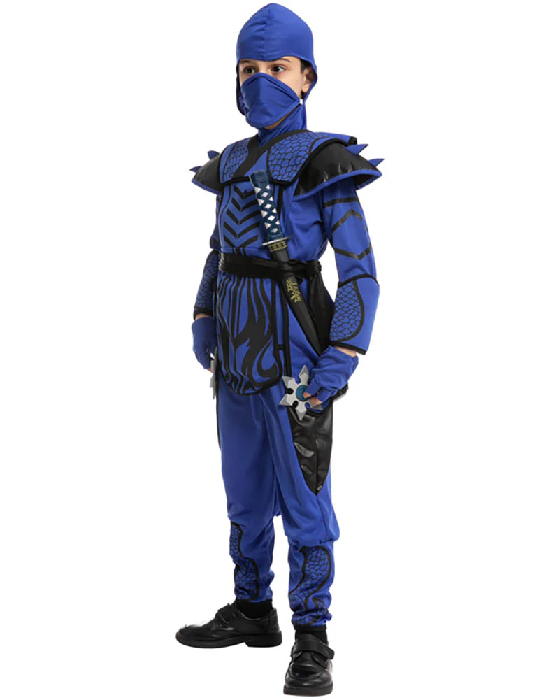 Blue Ninja Combat Kids Costume - Image 3