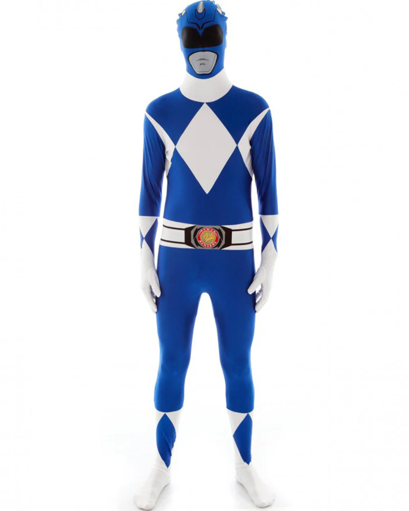 Blue Power Rangers Morphsuit Adult Costume - Image 2