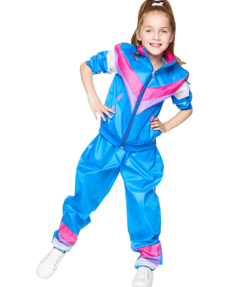 80s Blue Shell Suit Kids Costume - Image 2
