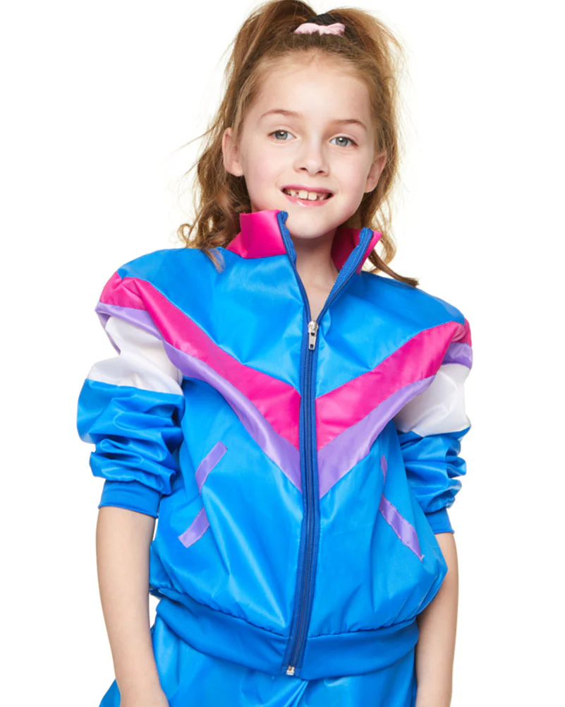 80s Blue Shell Suit Kids Costume - Image 4