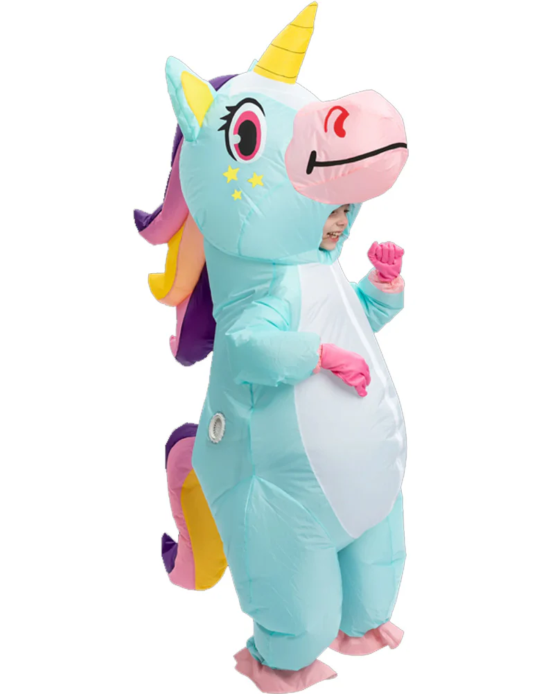 Blue Unicorn Inflatable Kids Costume - Image 2